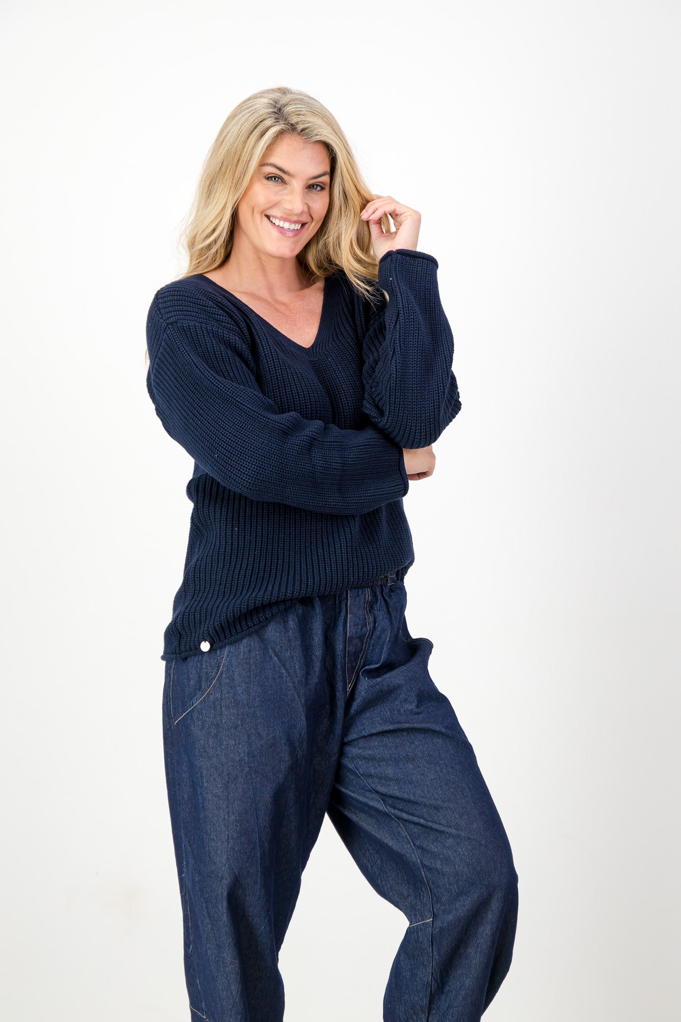 Jordan Cotton V-Neck Chunky Knit