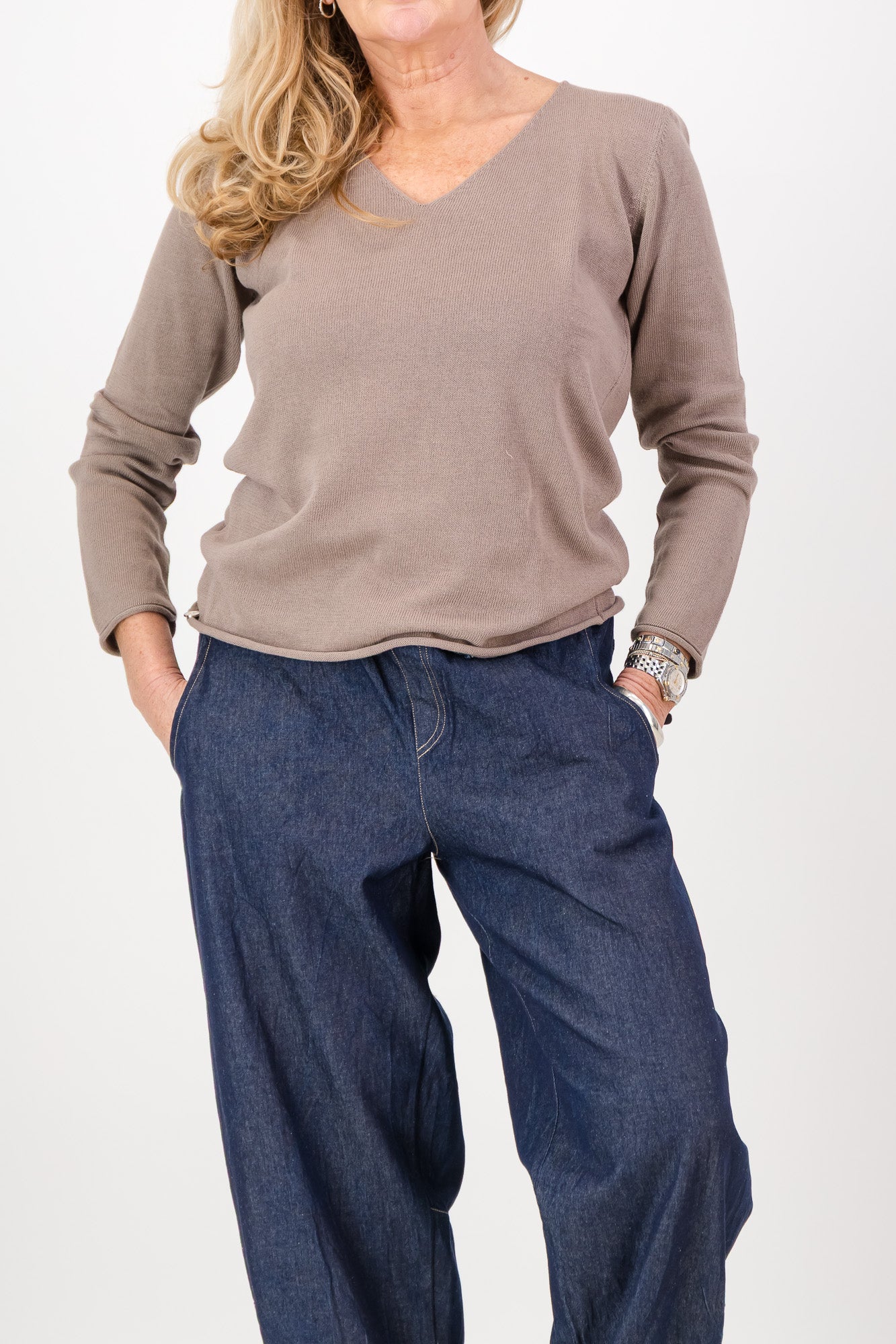 Justine Cotton V-Neck Knit