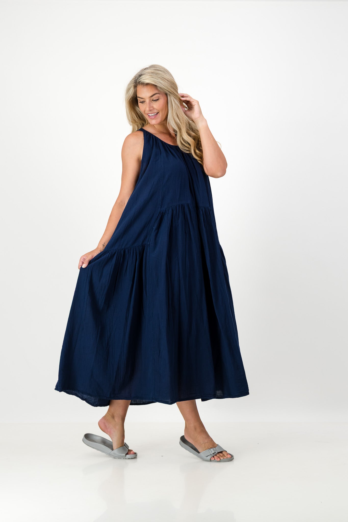 Rowan Cotton Gathered Halterneck Dress