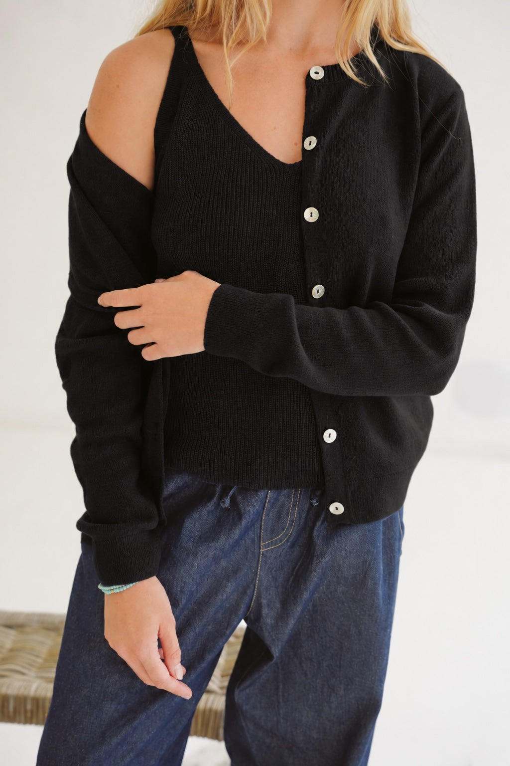 Gianna Cotton Cloud-Stitch Cardigan