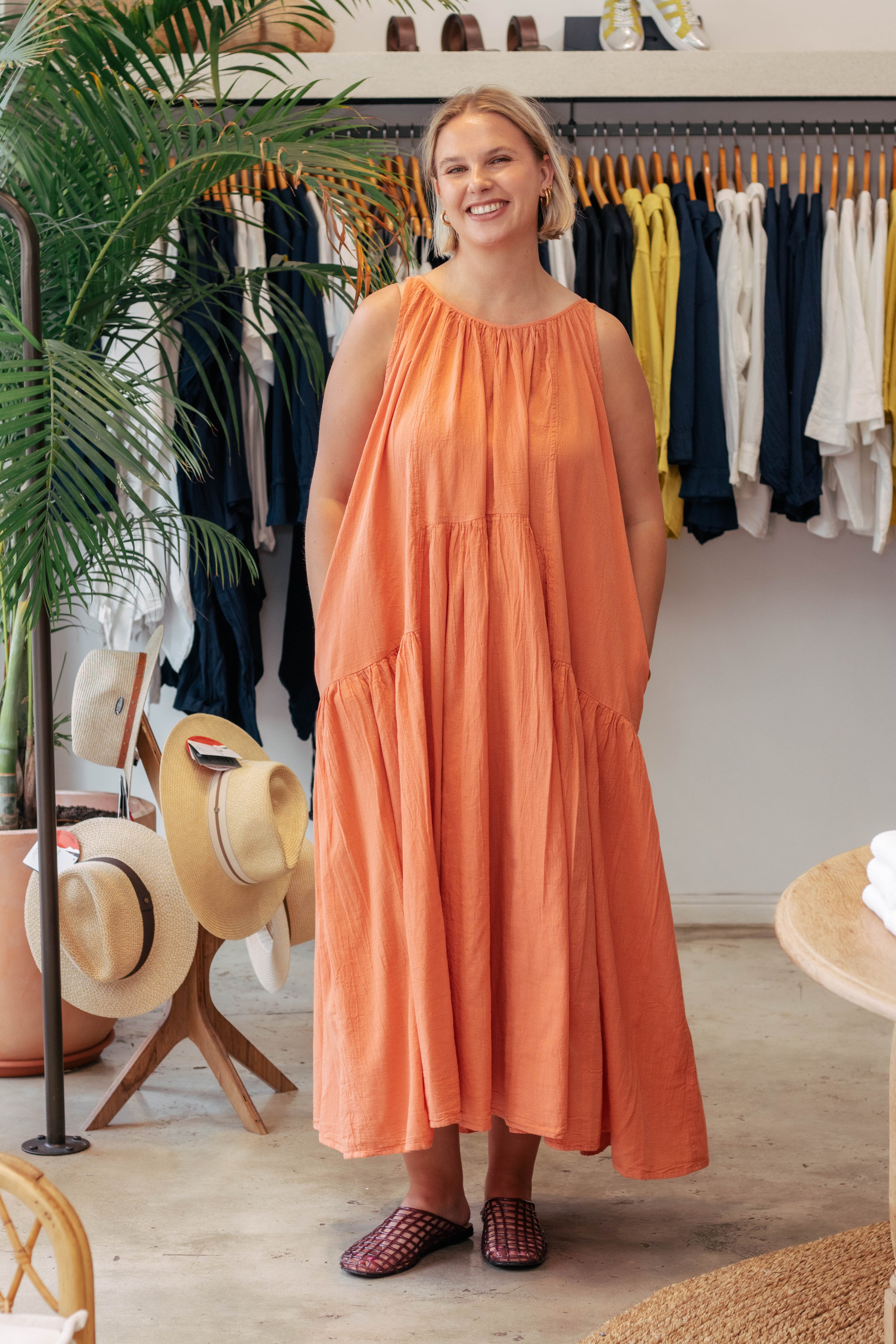 Rowan Cotton Gathered Halterneck Dress