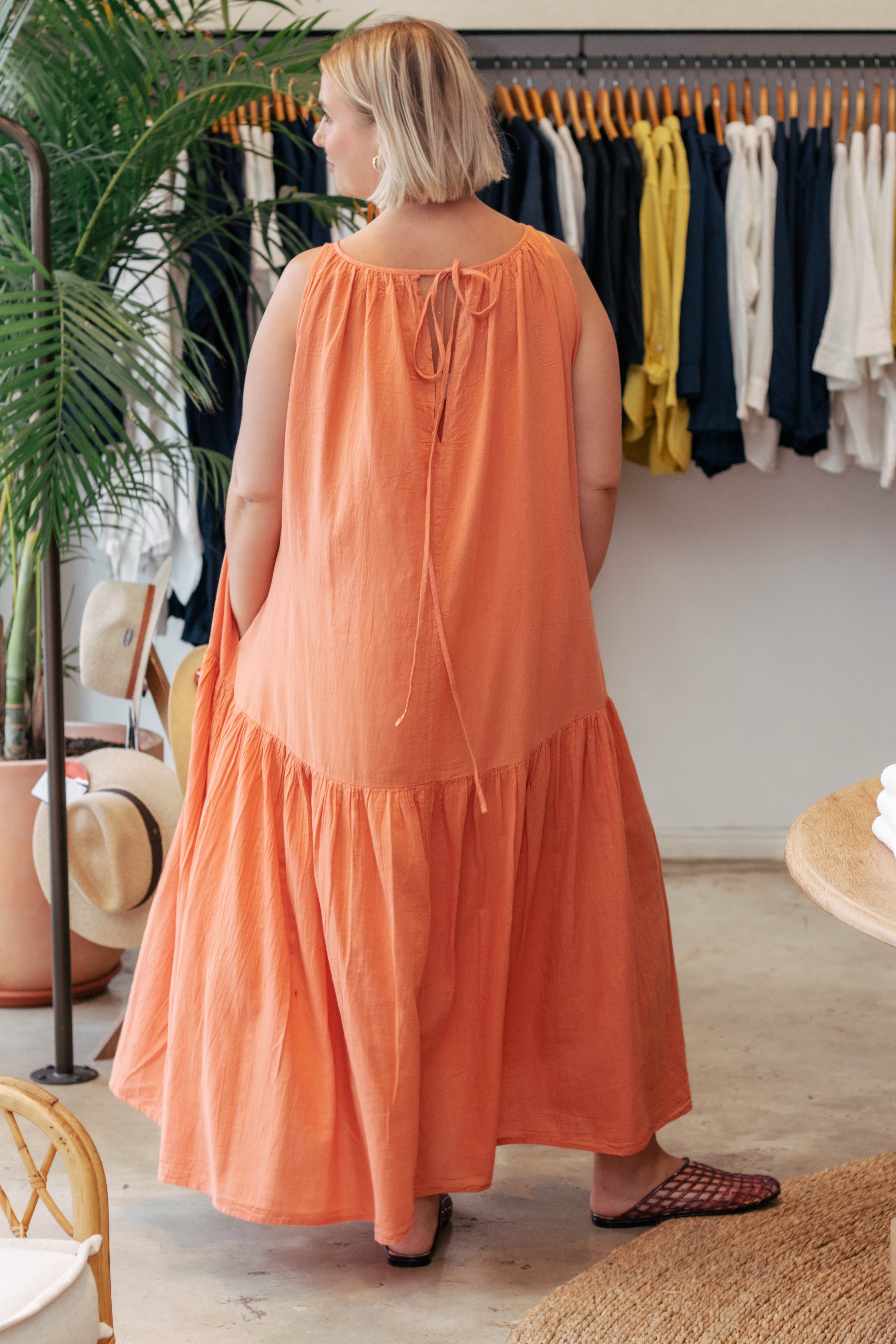 Rowan Cotton Gathered Halterneck Dress