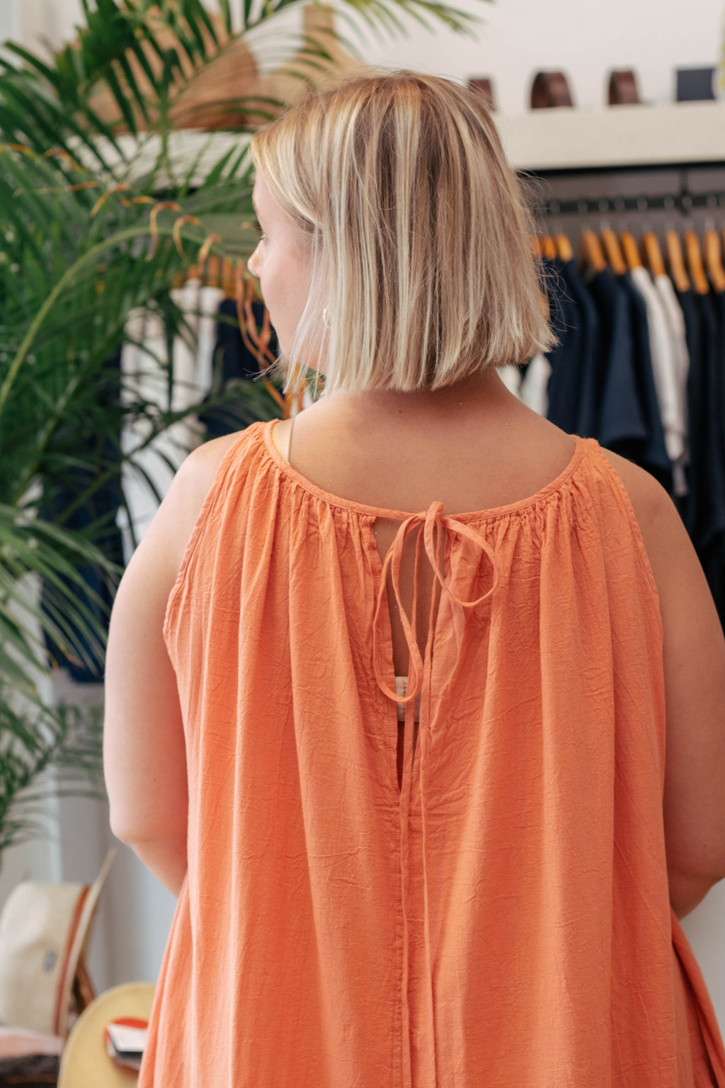 Rowan Cotton Gathered Halterneck Dress