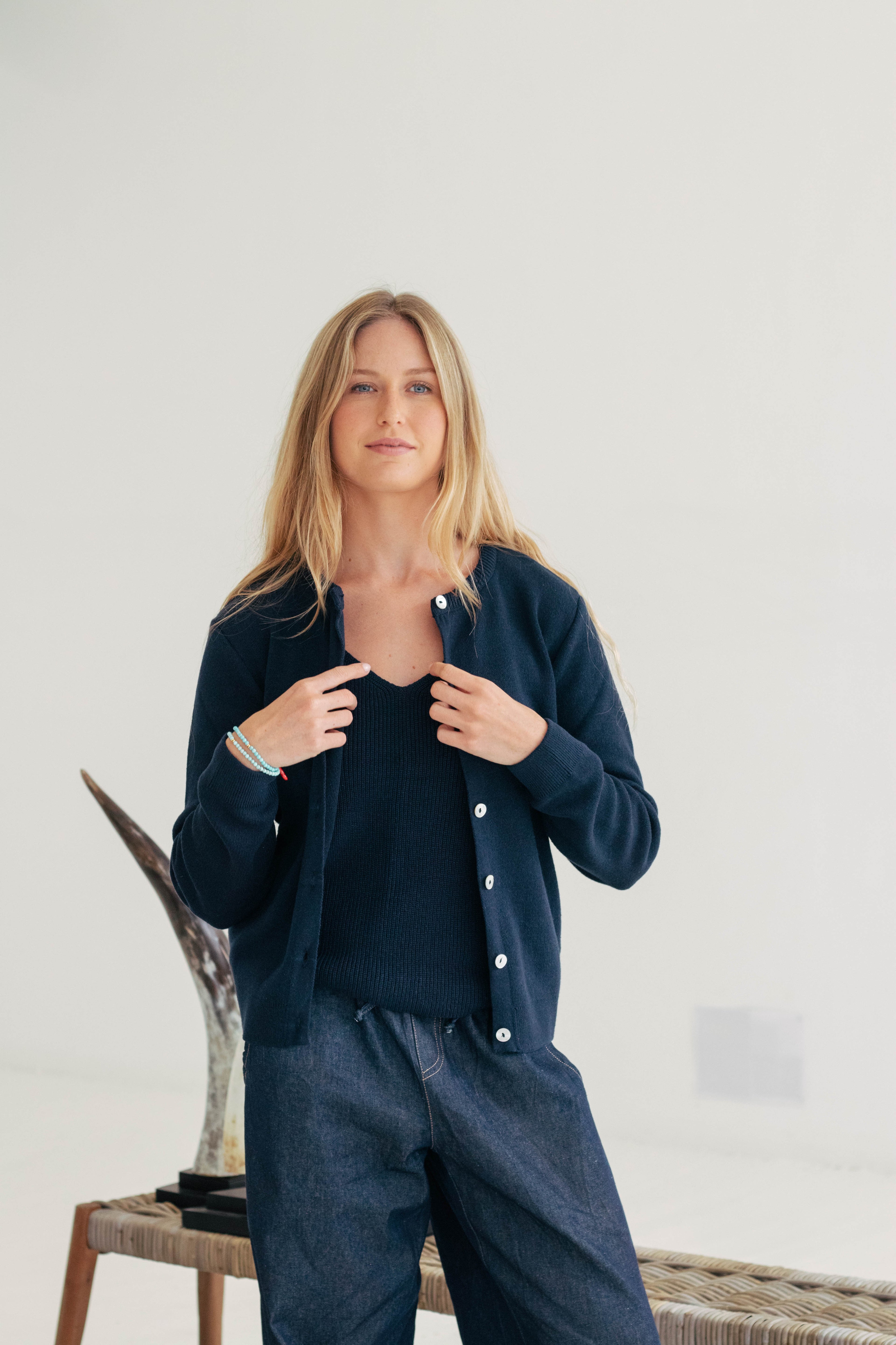 Gianna Cotton Cloud-Stitch Cardigan