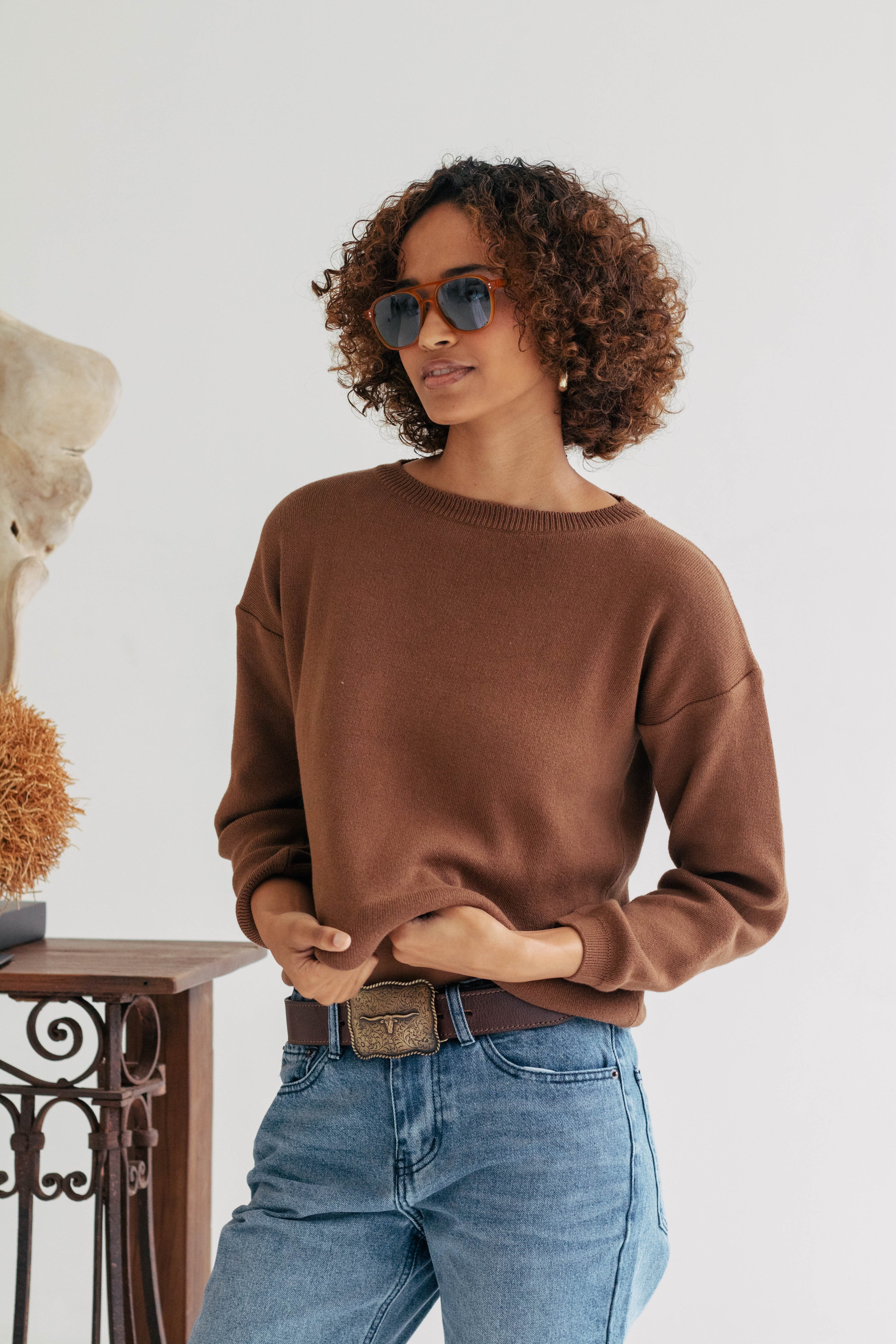 Sasha Cotton Round-Neck Knit