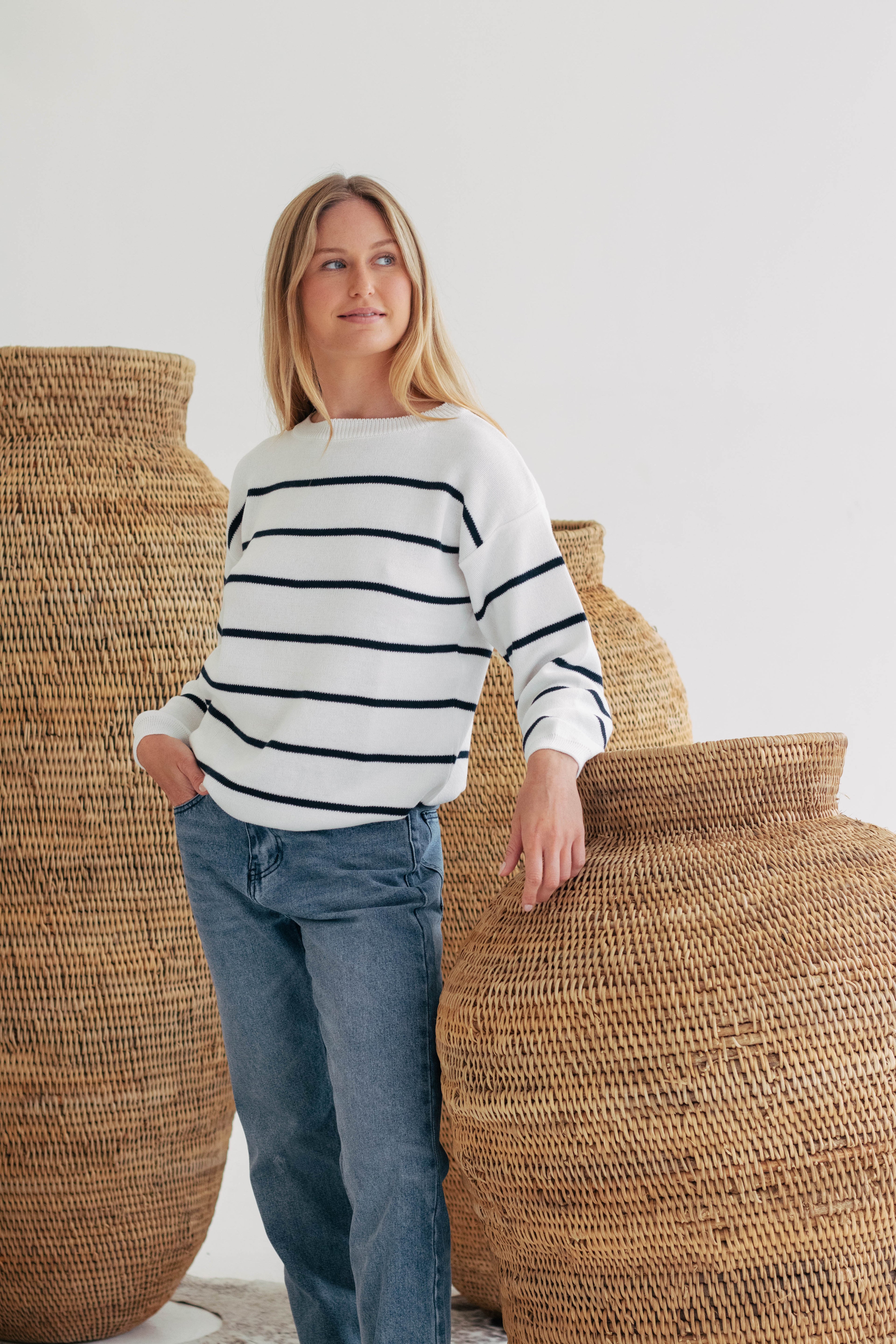 Sasha Cotton Round-Neck Knit