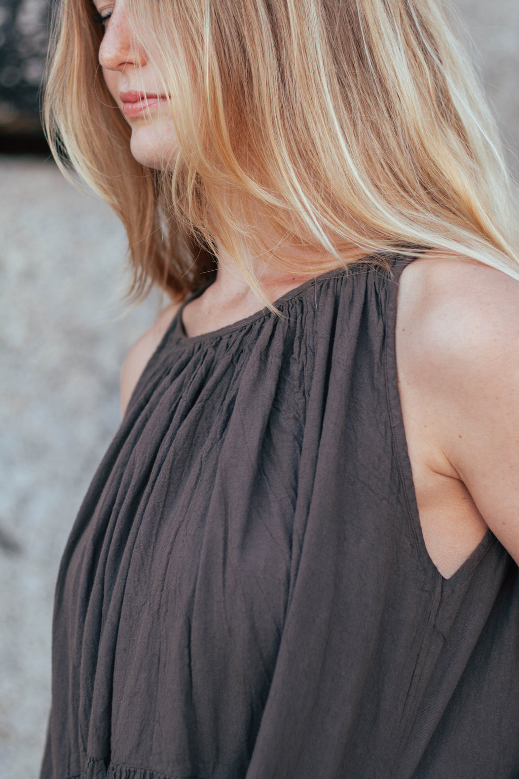 Rowan Cotton Gathered Halterneck Dress